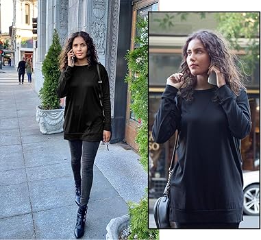 トップス TSTS 24AW longshirt Fallorchid Womens Cowl Neck Tunic Tops Long Sleeve Pullovers